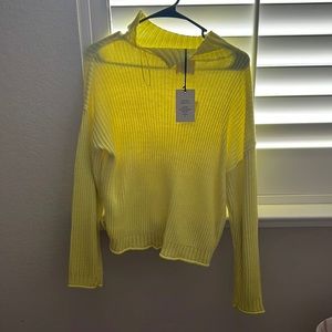 Neon yellow mock neck sweater
